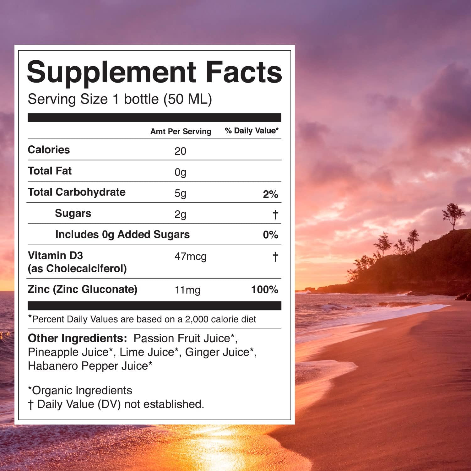 Organic Vitamin D and Zinc Shot - 24 Pack x 1.7 Fl Oz - Intense Defense - 100% DV Zinc, 235% DV Vitamin D - USDA Certified