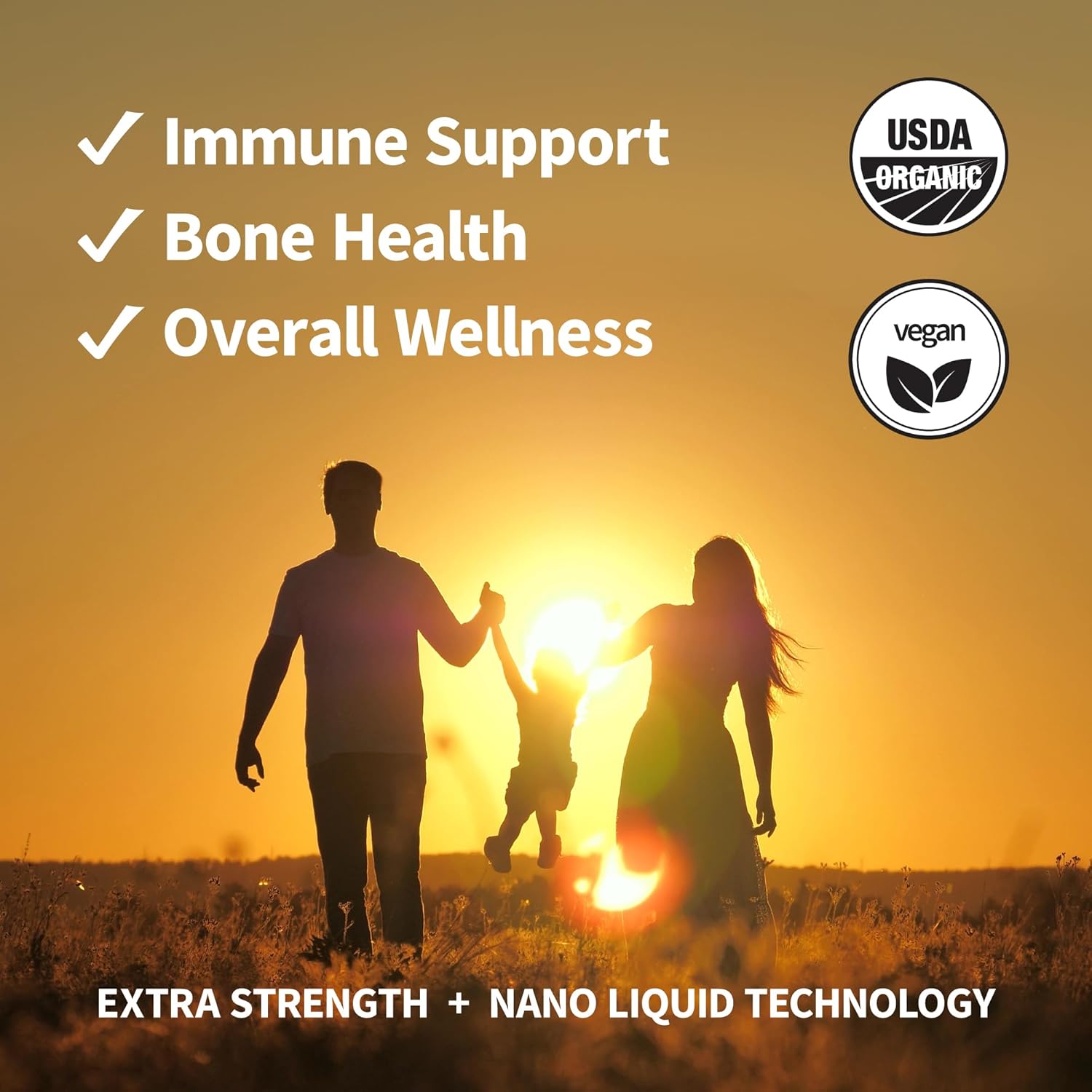 Organic Vitamin D3 5000 IU Spray with Real Lemon & Citrus Extract for Immune Support & Bone Health - Sugar Free - 2 FL OZ