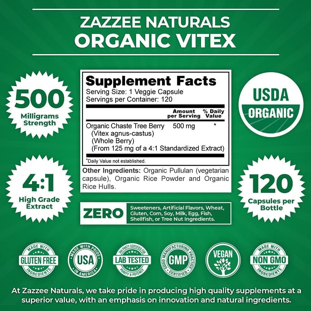 Organic Vitex and Myo-Inositol Capsules - Vegan, Non-GMO, All-Natural Formula