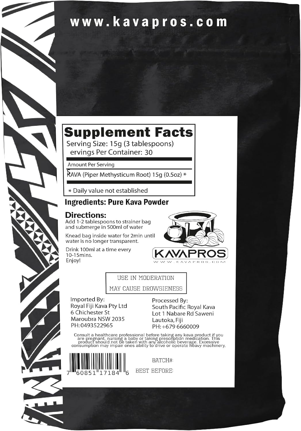 Organic Vula Kasa Fijian Kava Root Powder - High Potency Single Cultivar 4yr Matured Kava Powder from Fiji
