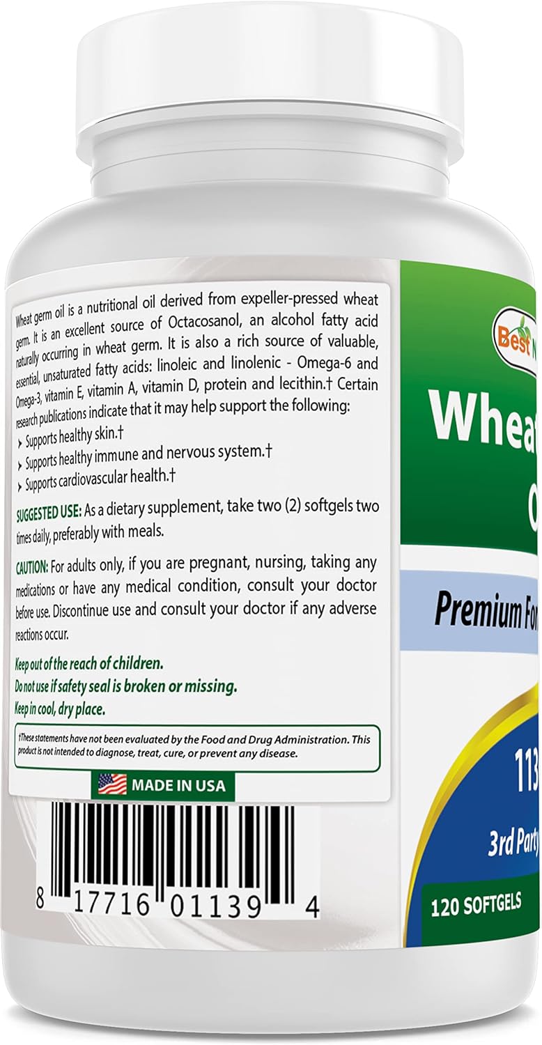 Organic Wheat Germ Oil Softgels - 2260 mg Total - Pack of 240 - Natural Source of Vitamin E