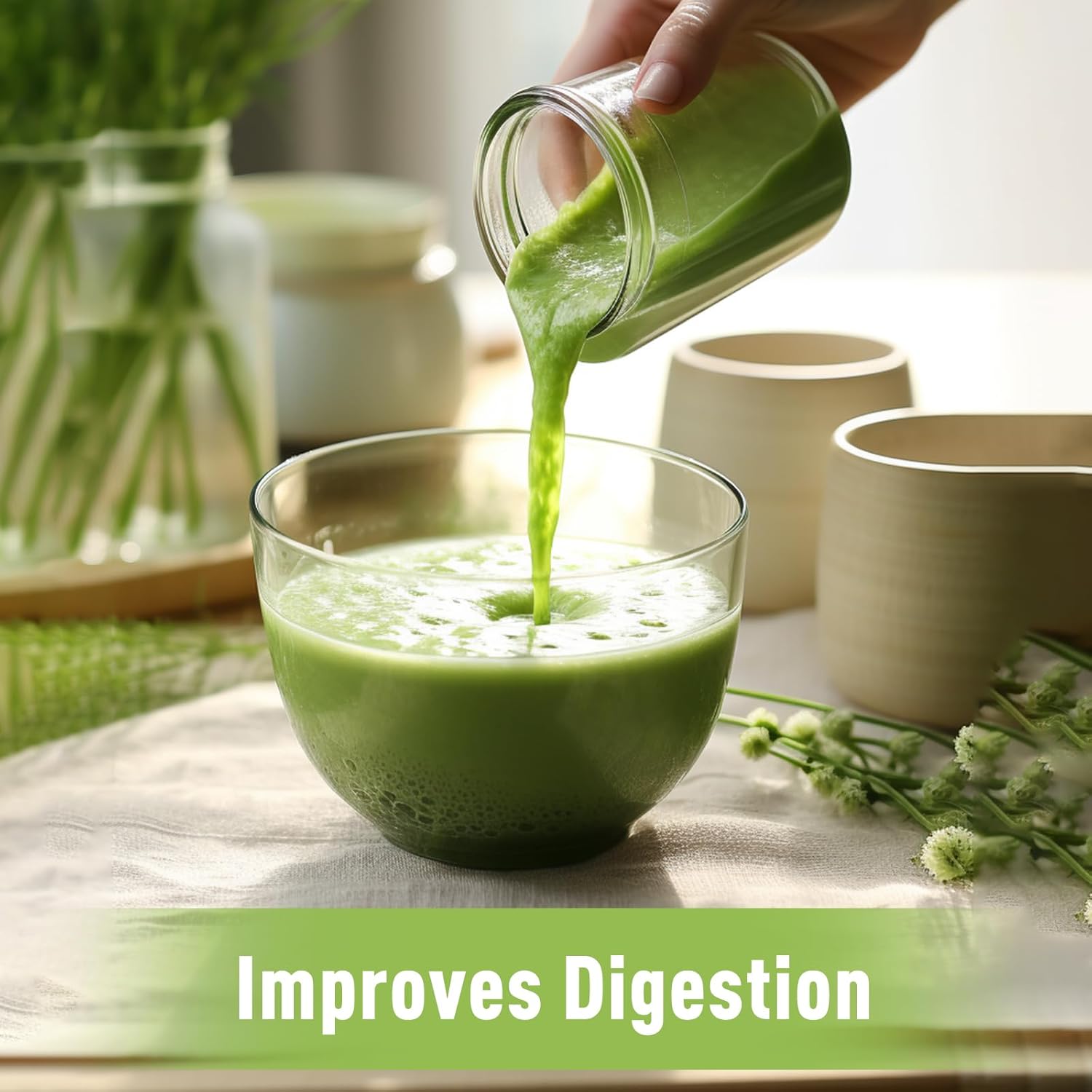 Organic Wheat Grass Juice Powder 16 oz - Pure Natural Green Food, Rich in Nutrients, Immune System Booster, Energy Boost, Anti-Inflammatory Detoxifier