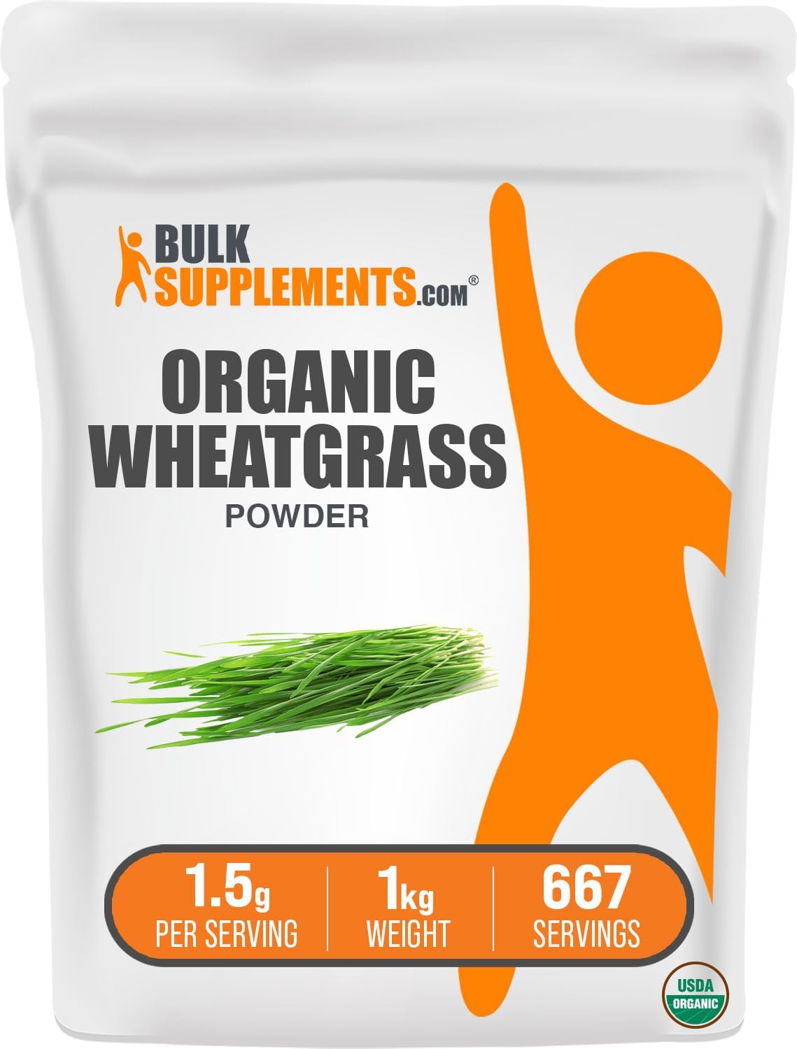 Organic Wheatgrass Powder - Superfood Supplement, Vegan & Gluten Free, 1kg (2.2 lbs) - Bulk Size