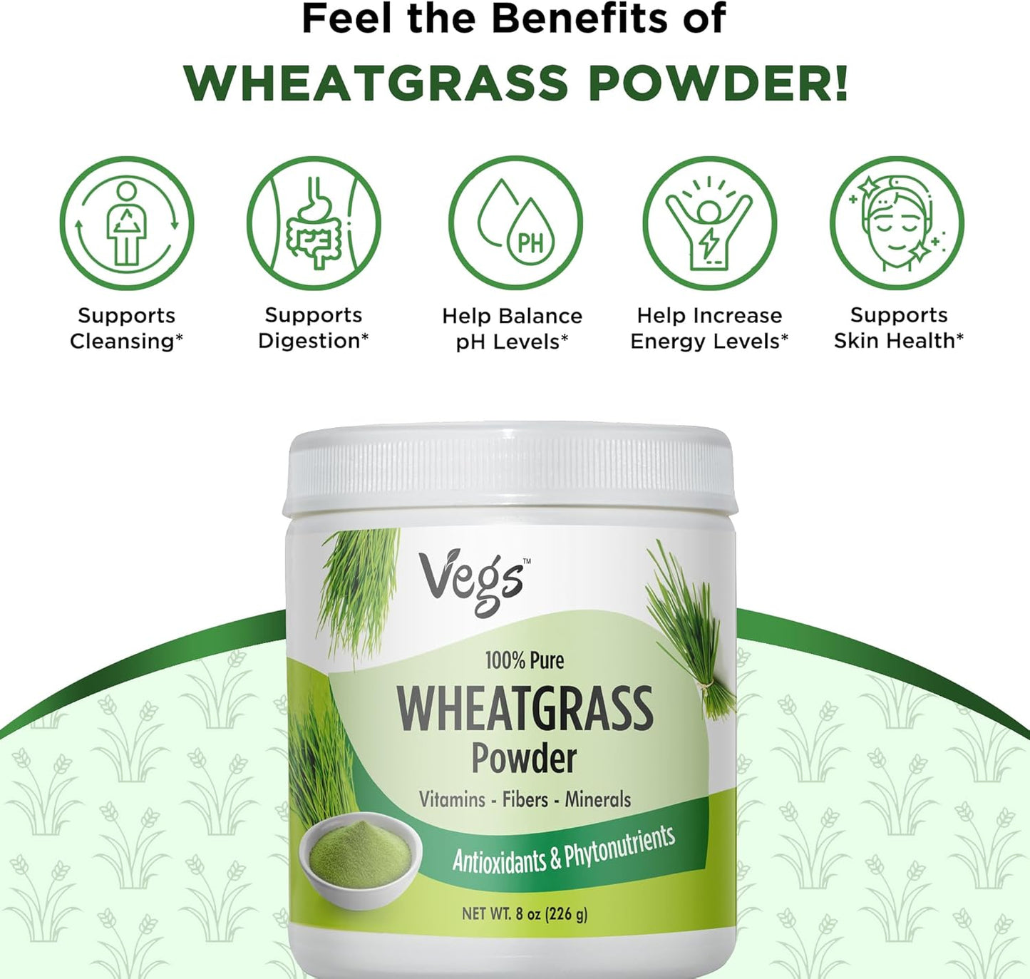 Organic Wheatgrass Powder Juice - Superfood for Immunity & Digestive Health - Ideal for Smoothies, Juices, Baking - 8 Oz