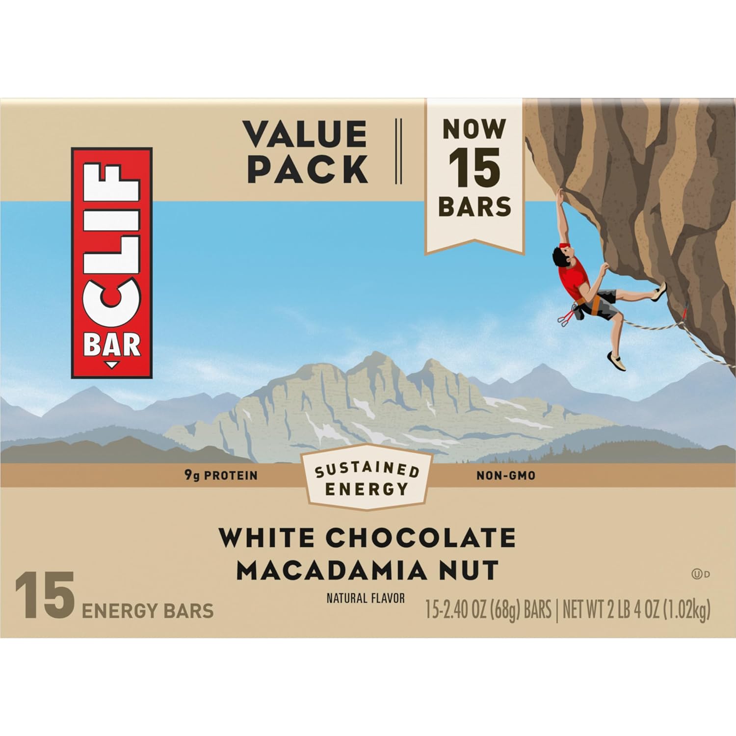 Organic White Chocolate Macadamia Nut Energy Bars - Plant Based Protein (15 Pack)
