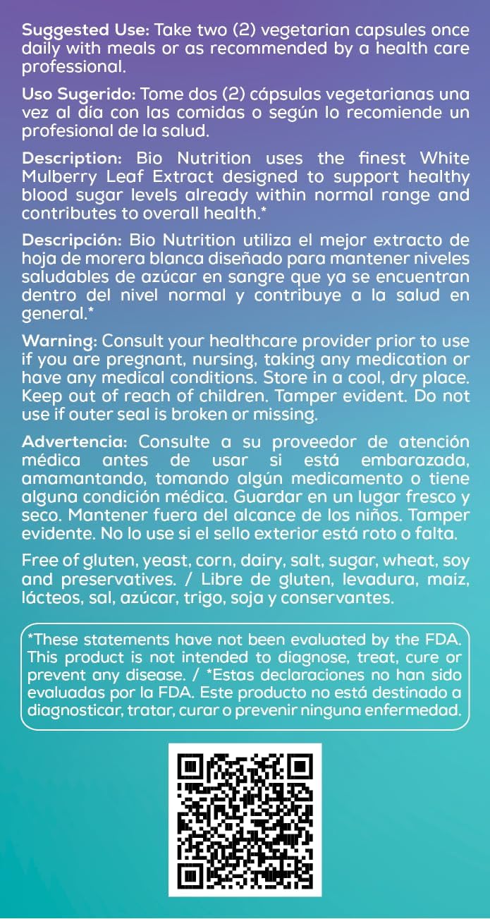 Organic White Mulberry Extract Capsules - Antioxidant-Rich Supplement for General Wellness, Immune Support, and Eye Health - 60 Vegetarian Capsules