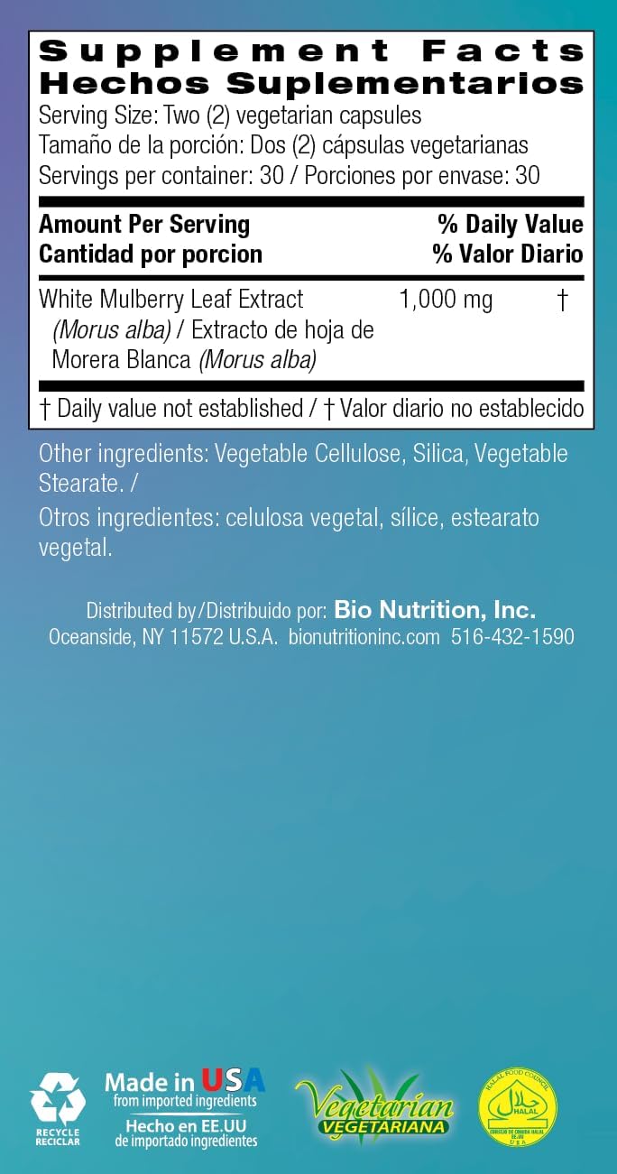 Organic White Mulberry Extract Capsules - Antioxidant-Rich Supplement for General Wellness, Immune Support, and Eye Health - 60 Vegetarian Capsules