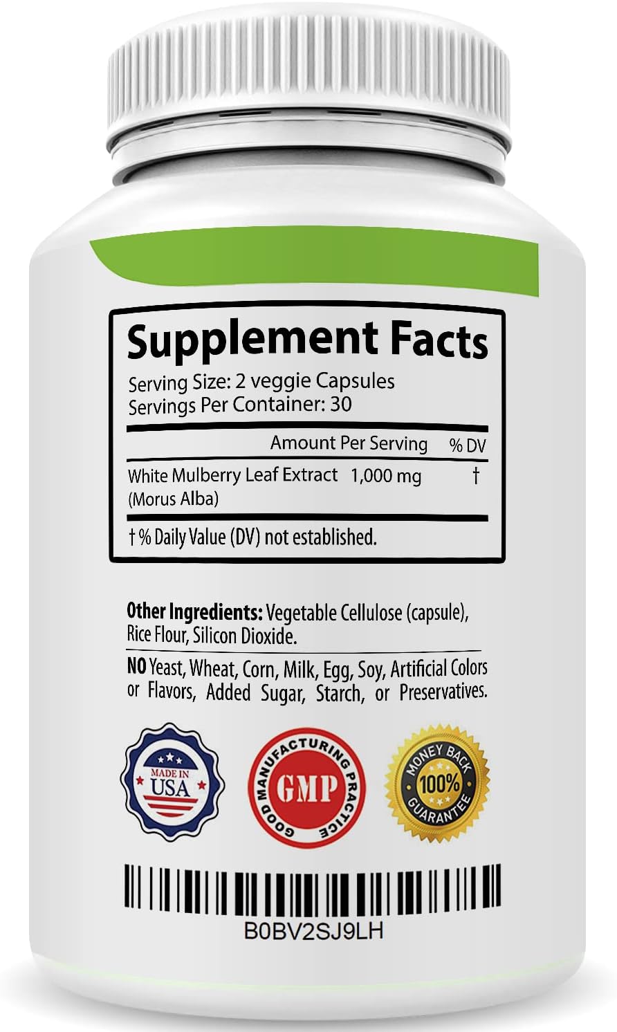 Organic White Mulberry Leaf Extract Capsules - 1000mg | 60 Vegan Pills | Non-GMO & Gluten-Free Herbal Supplement