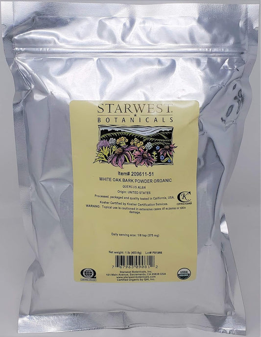 Organic White Oak Bark Powder - 1 Pound by Starwest Botanicals
