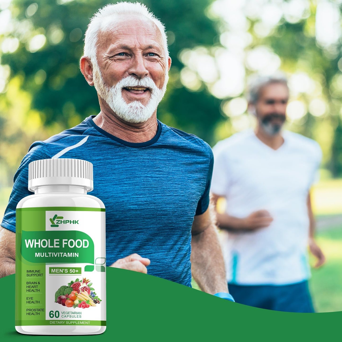 Organic Whole Food Multivitamin Supplement for Men 50+: Boost Brain, Heart, and Eye Health, Enhance Digestion & Prostate Health - 120 Capsules