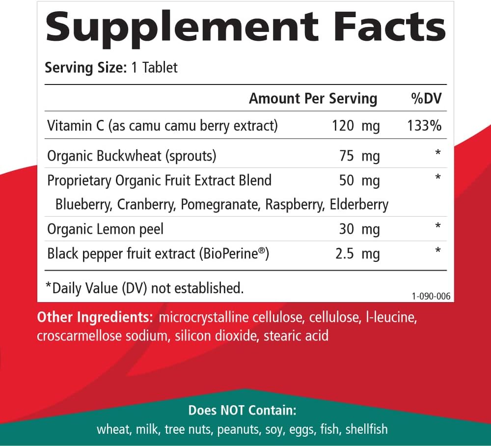 Organic Whole Food Vitamin C Tablets for Immune Support - Immunity Booster Dietary Supplement