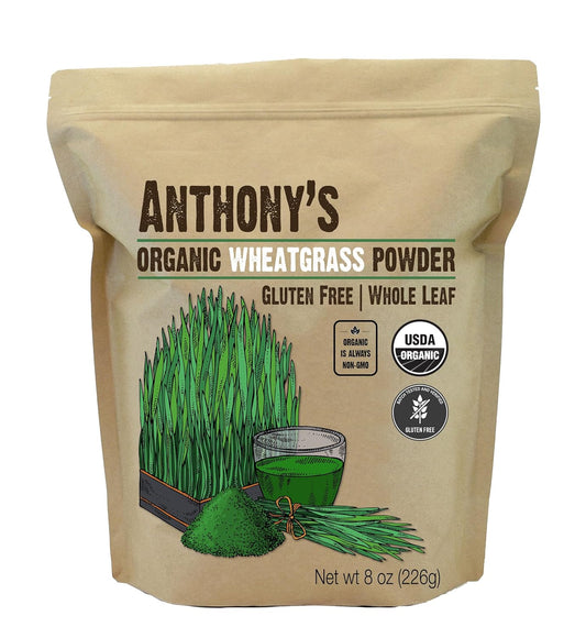 Organic Whole Leaf Wheatgrass Powder - 8 oz - USA Grown - Gluten Free - Non GMO