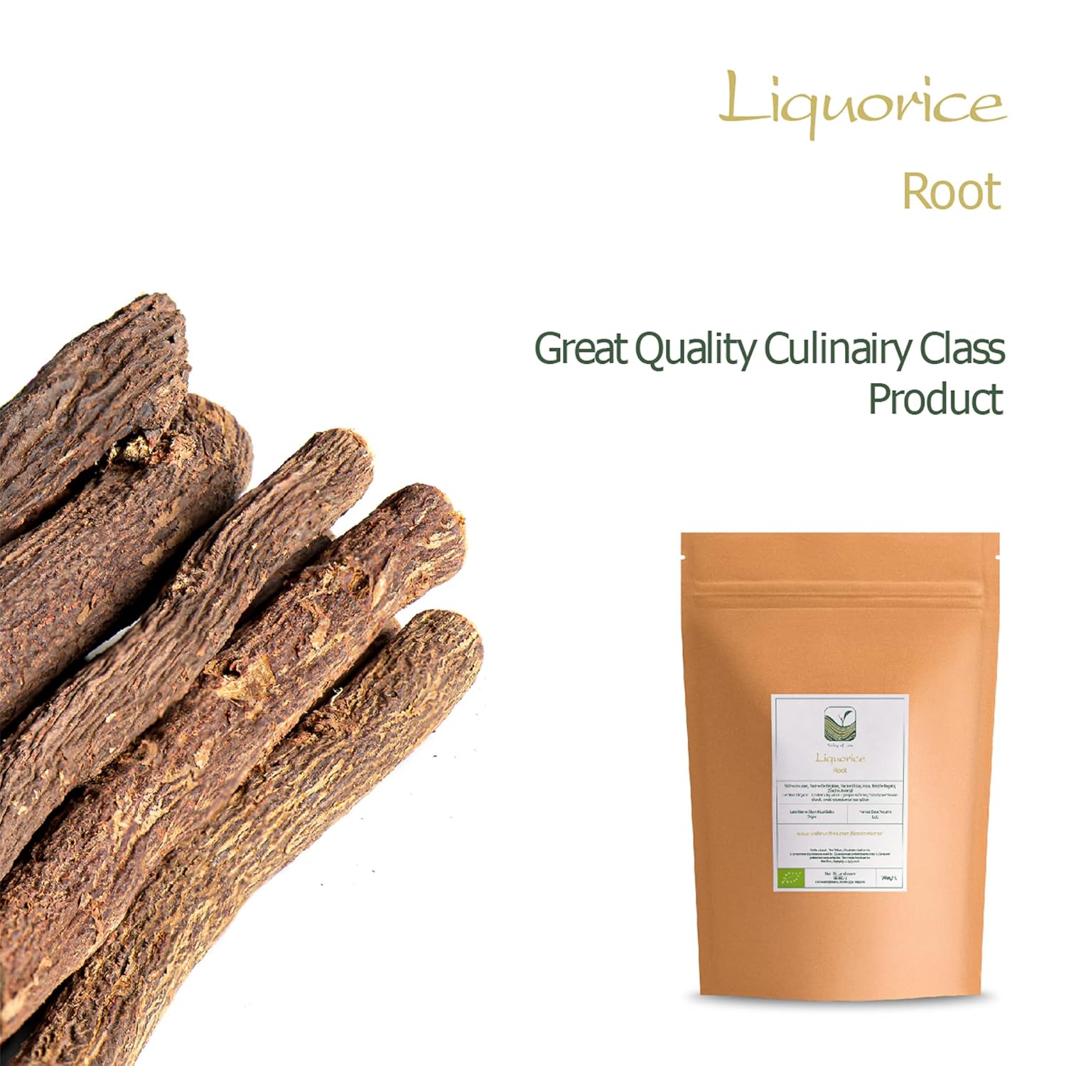 Organic Whole Licorice Root Baton from the Valley of Tea - Licorice Liquorice Root Organic Whole