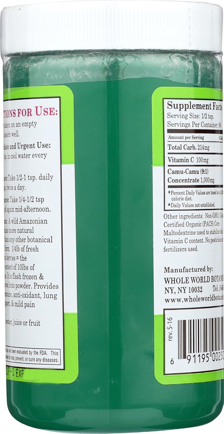 Organic Whole World BOTANICALS Royal Camu Powder - 3.5 OZ - Natural Vitamin C Supplement