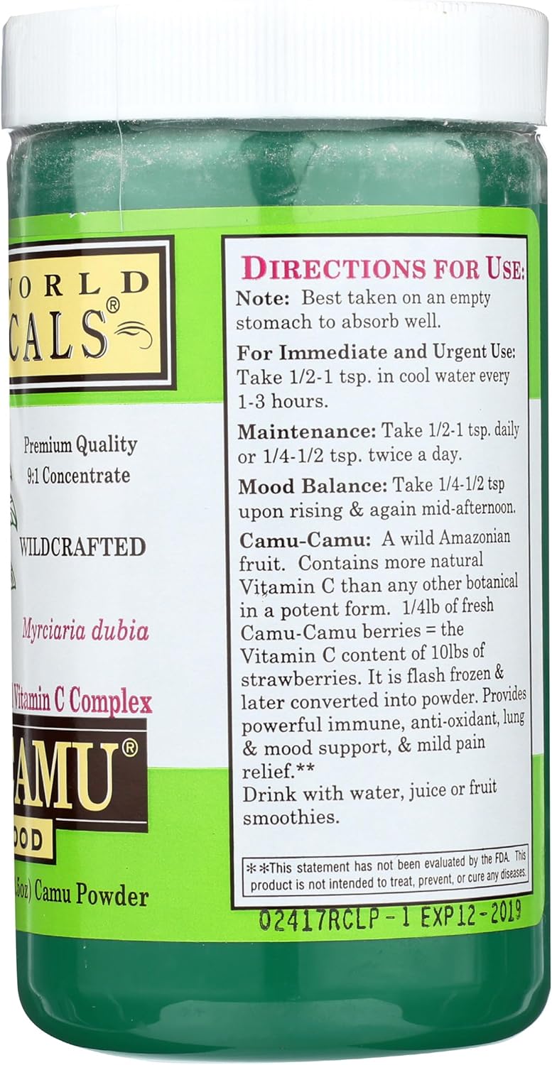 Organic Whole World BOTANICALS Royal Camu Powder - 3.5 OZ - Natural Vitamin C Supplement