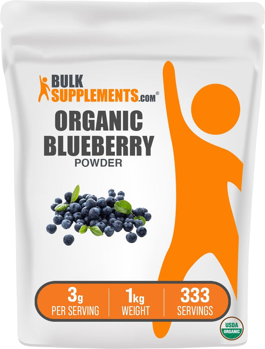 Organic Wild Blueberry Powder - Antioxidant Rich Supplement, Gluten Free, 3g per Serving, 1kg (2.2 lbs)