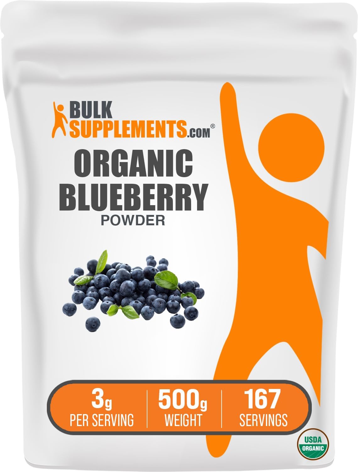 Organic Wild Blueberry Powder - Antioxidant Rich Supplement, Gluten Free, 500g, 3g per Serving