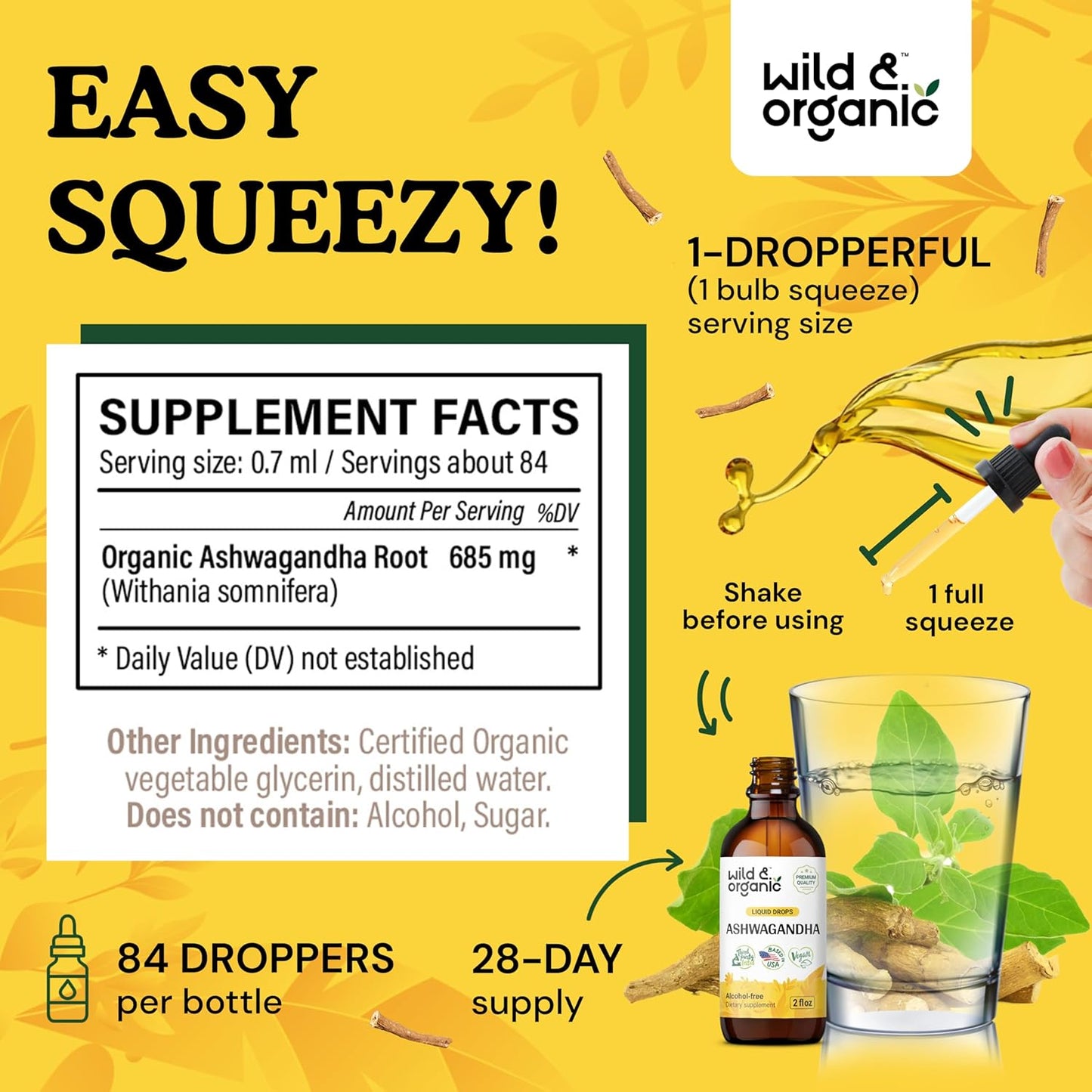 Organic Wild-Crafted Gotu Kola and Ashwagandha Tinctures 2 fl oz - Herbal Stress Relief Support