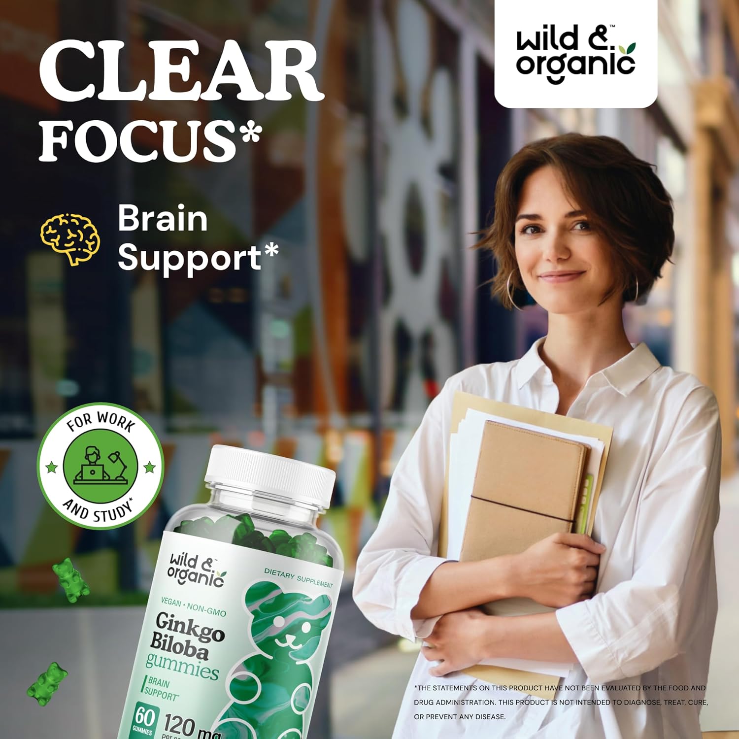 Organic Wild Ginkgo Biloba Gummies & Ginseng Tincture - 4 fl oz Bottle