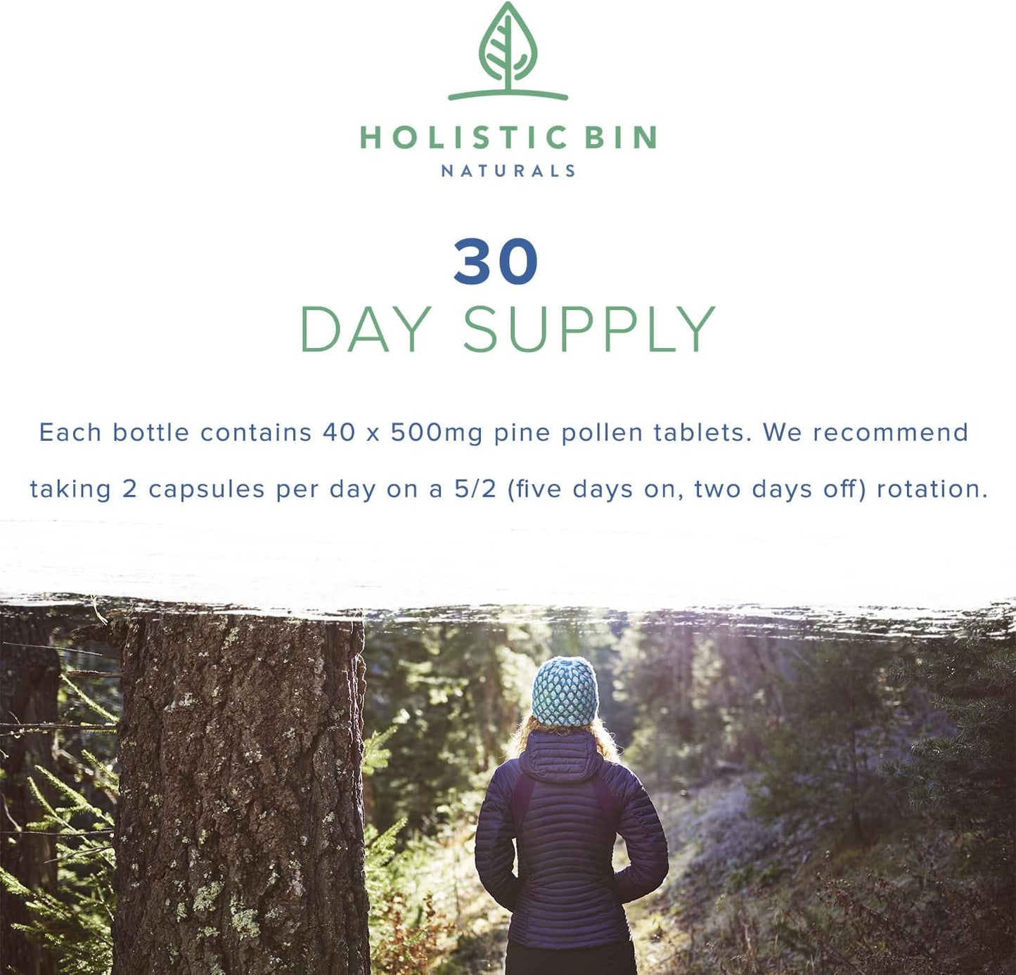 Organic Wild Harvested California Ponderosa Pine Pollen Capsules - 500mg - Non-GMO - Olympic Grade - 30 Day Supply