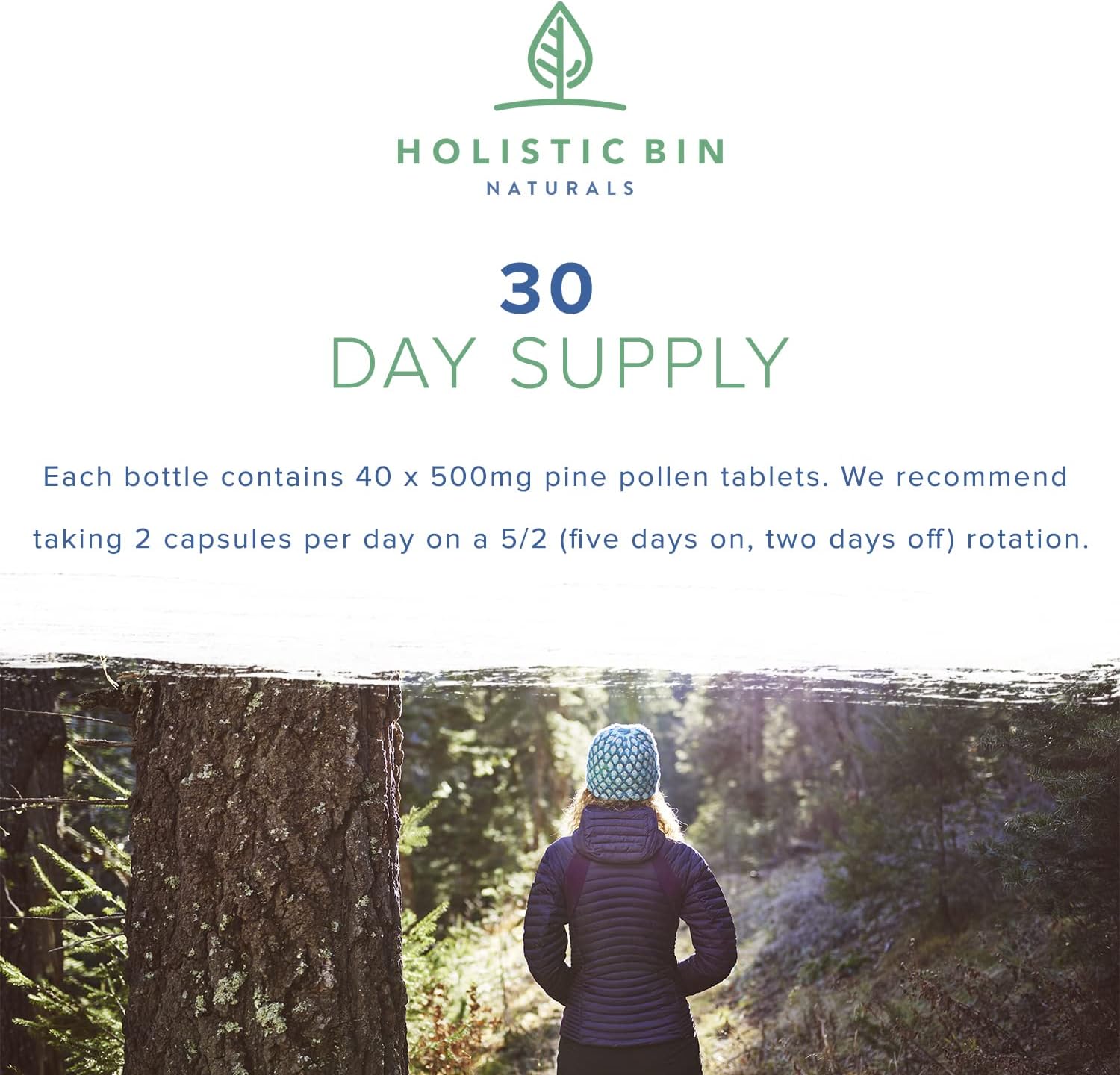 Organic Wild Harvested California Ponderosa Pine Pollen Capsules - 500mg - Non-GMO - Olympic Grade - 30 Day Supply