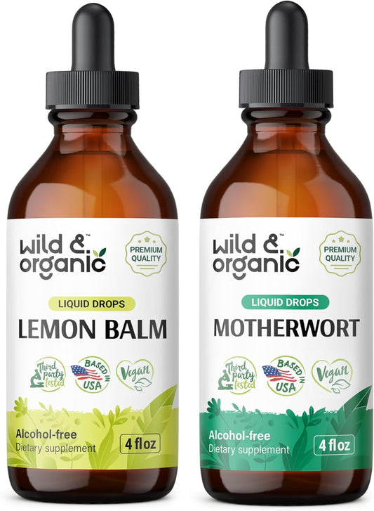 Organic Wild Lemon Balm and Motherwort Tincture Bundle - 4 fl oz Each