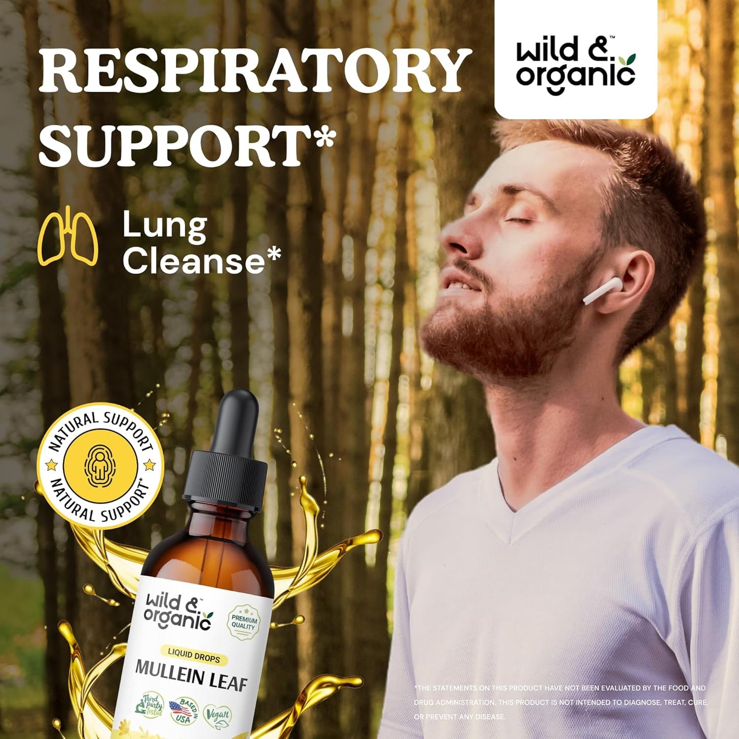 Organic Wild Lobelia and Mullein Tincture Combo 2 fl oz - Herbal Respiratory Support