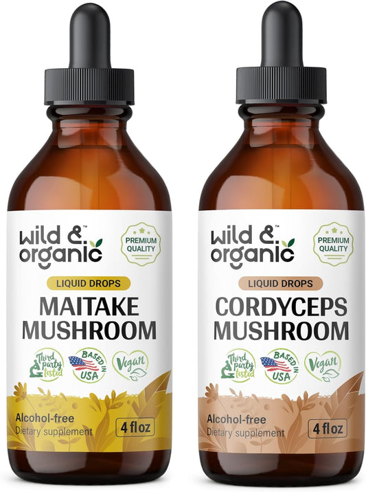 Organic Wild Maitake and Cordyceps Mushroom Tinctures - 4 fl oz Each