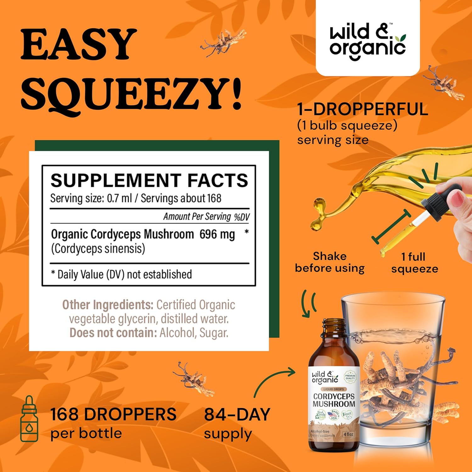 Organic Wild Maitake and Cordyceps Mushroom Tinctures - 4 fl oz Each