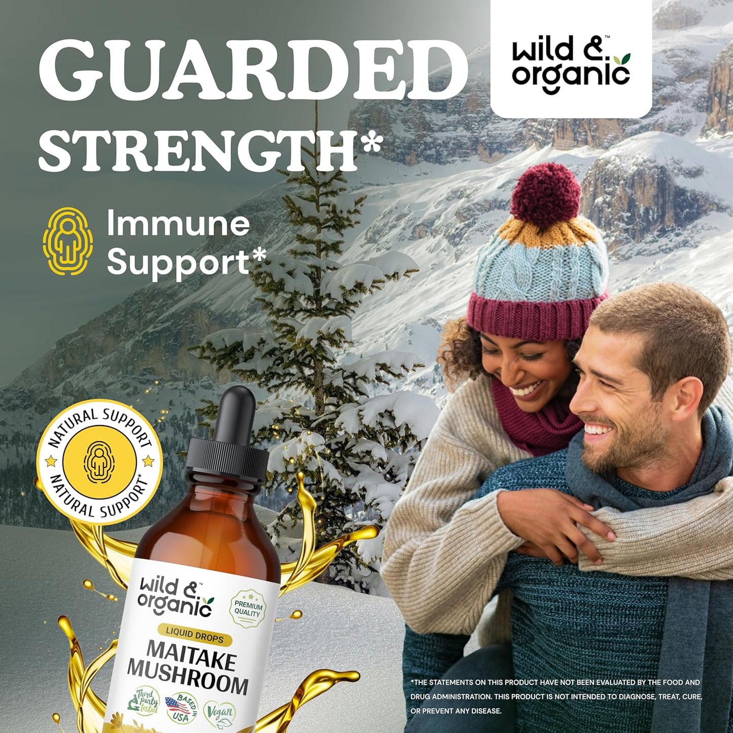 Organic Wild Maitake and Lion's Mane Mushroom Tincture Duo - 4 fl oz Each