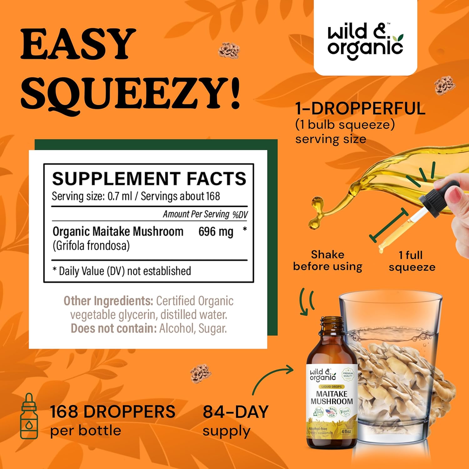 Organic Wild Maitake and Lion's Mane Mushroom Tincture Duo - 4 fl oz Each