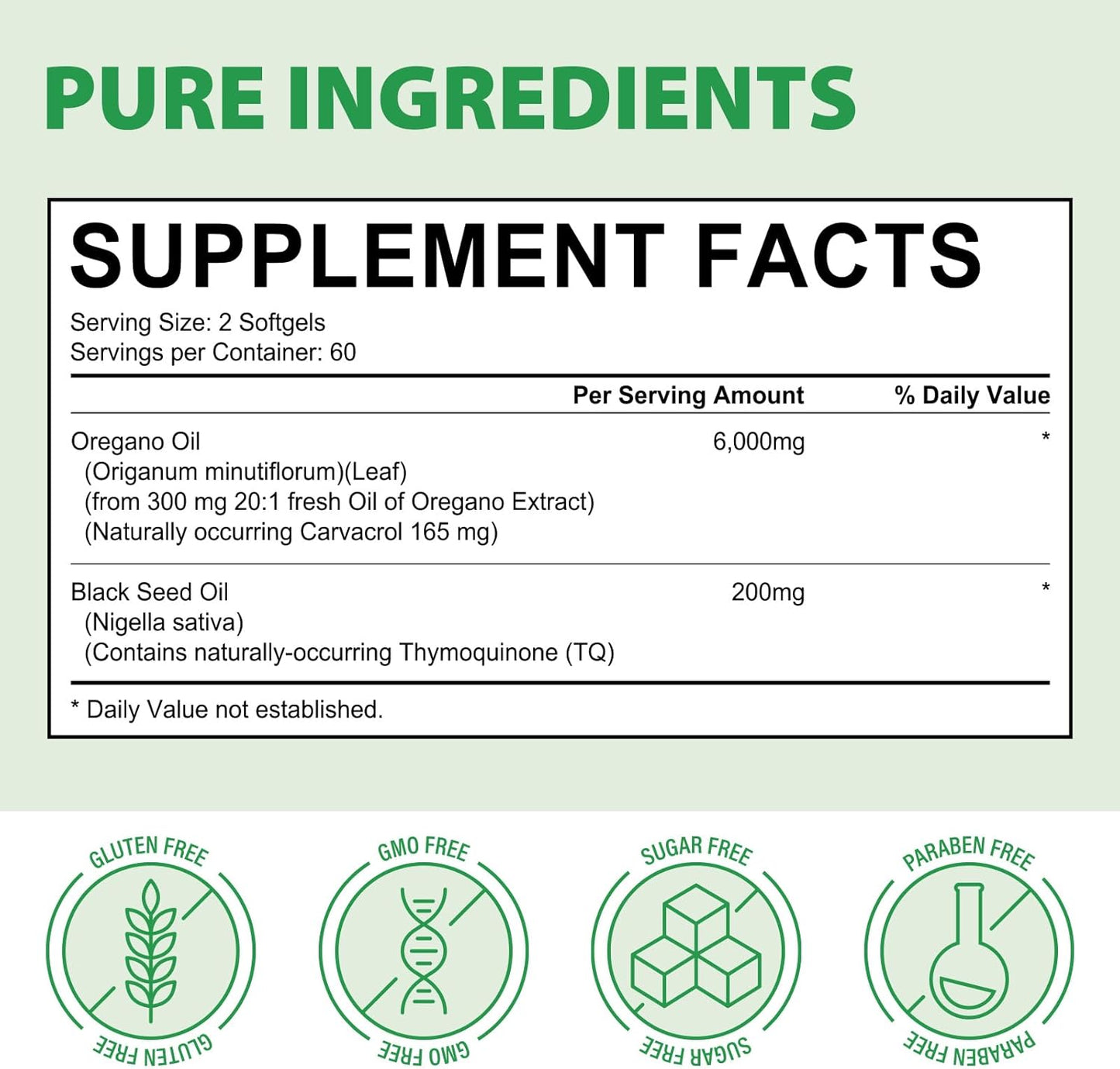 Organic Wild Oregano Oil Capsules 6000mg, Immune & Antioxidant Support, Non-GMO, Gluten Free - 120 Softgels