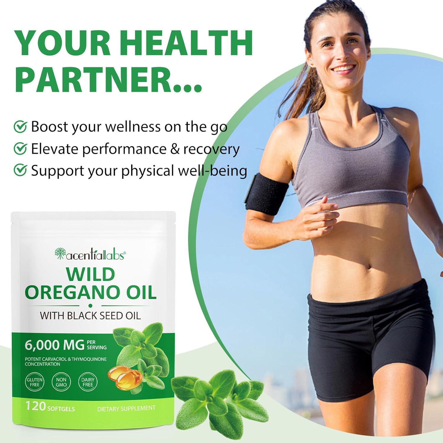 Organic Wild Oregano Oil Capsules 6000mg, Immune & Antioxidant Support, Non-GMO, Gluten Free - 120 Softgels