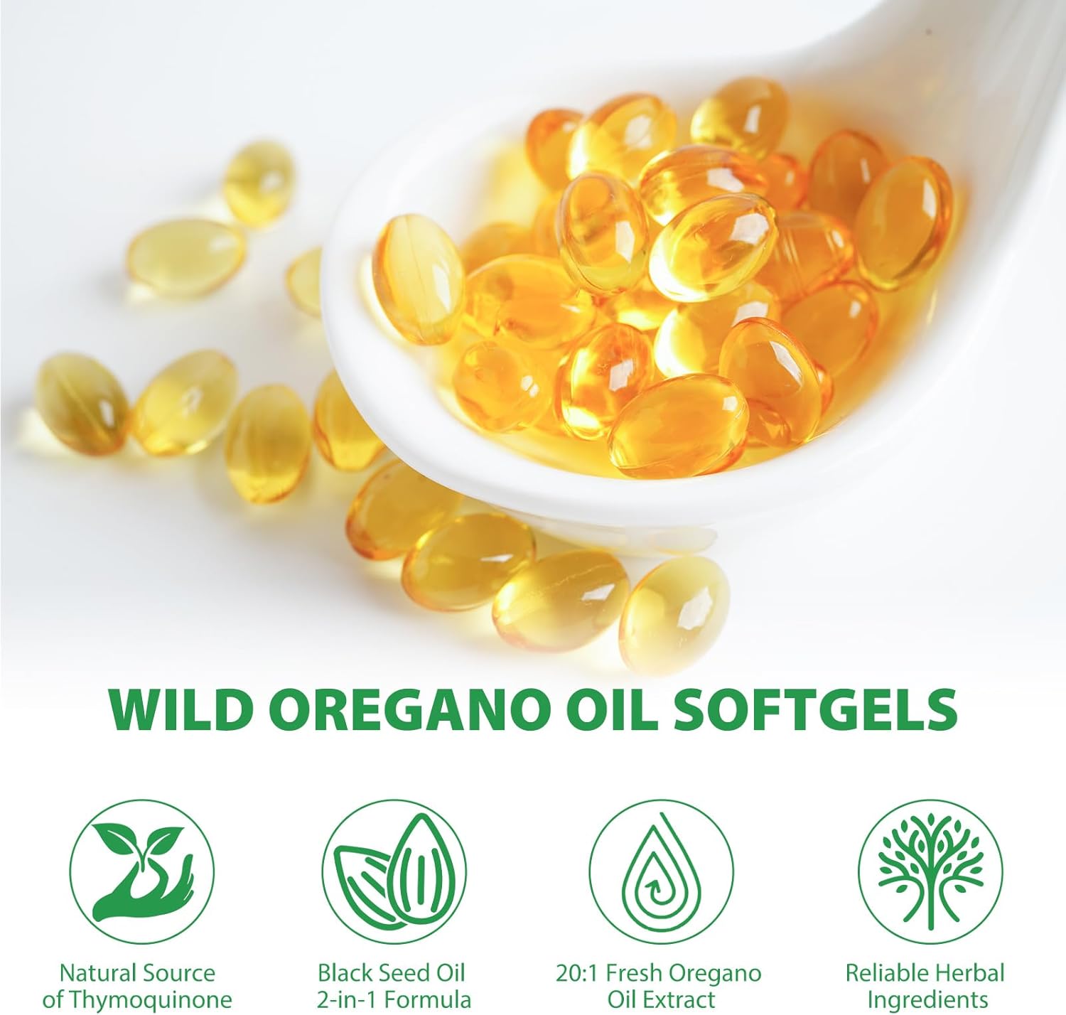 Organic Wild Oregano Oil Capsules 6000mg, Immune & Antioxidant Support, Non-GMO, Gluten Free - 120 Softgels