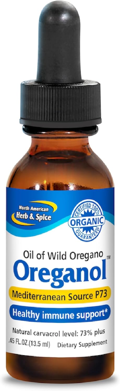 Organic Wild Oregano Oil for Immune Support - North American Herb & Spice Oreganol P73 - 0.45 fl. oz. - Non-GMO - Mediterranean Source - 194 Servings