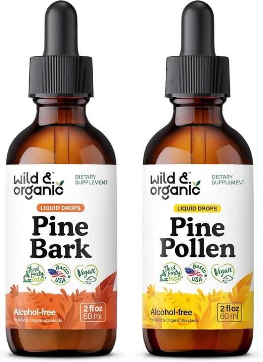 Organic Wild Pine Bark and Pine Pollen Tincture Bundle - 2 fl oz each