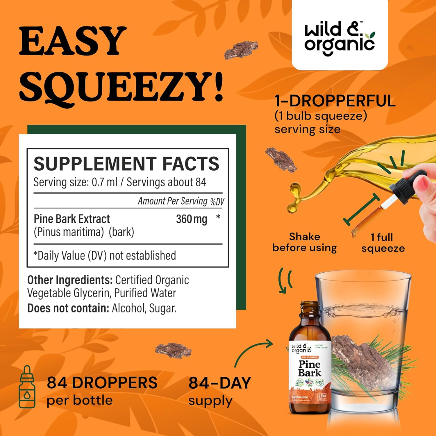 Organic Wild Pine Bark and Pine Pollen Tincture Bundle - 2 fl oz each