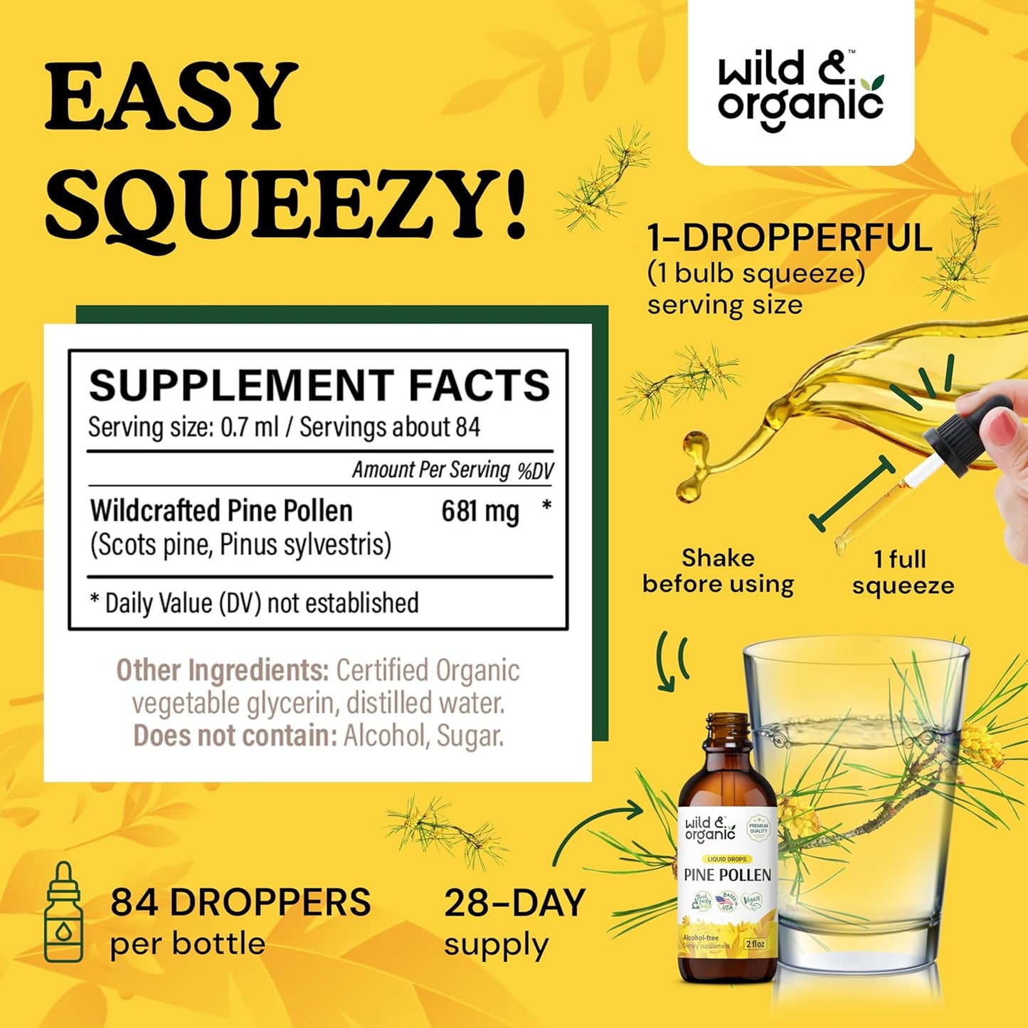 Organic Wild Pine Bark and Pine Pollen Tincture Bundle - 2 fl oz each