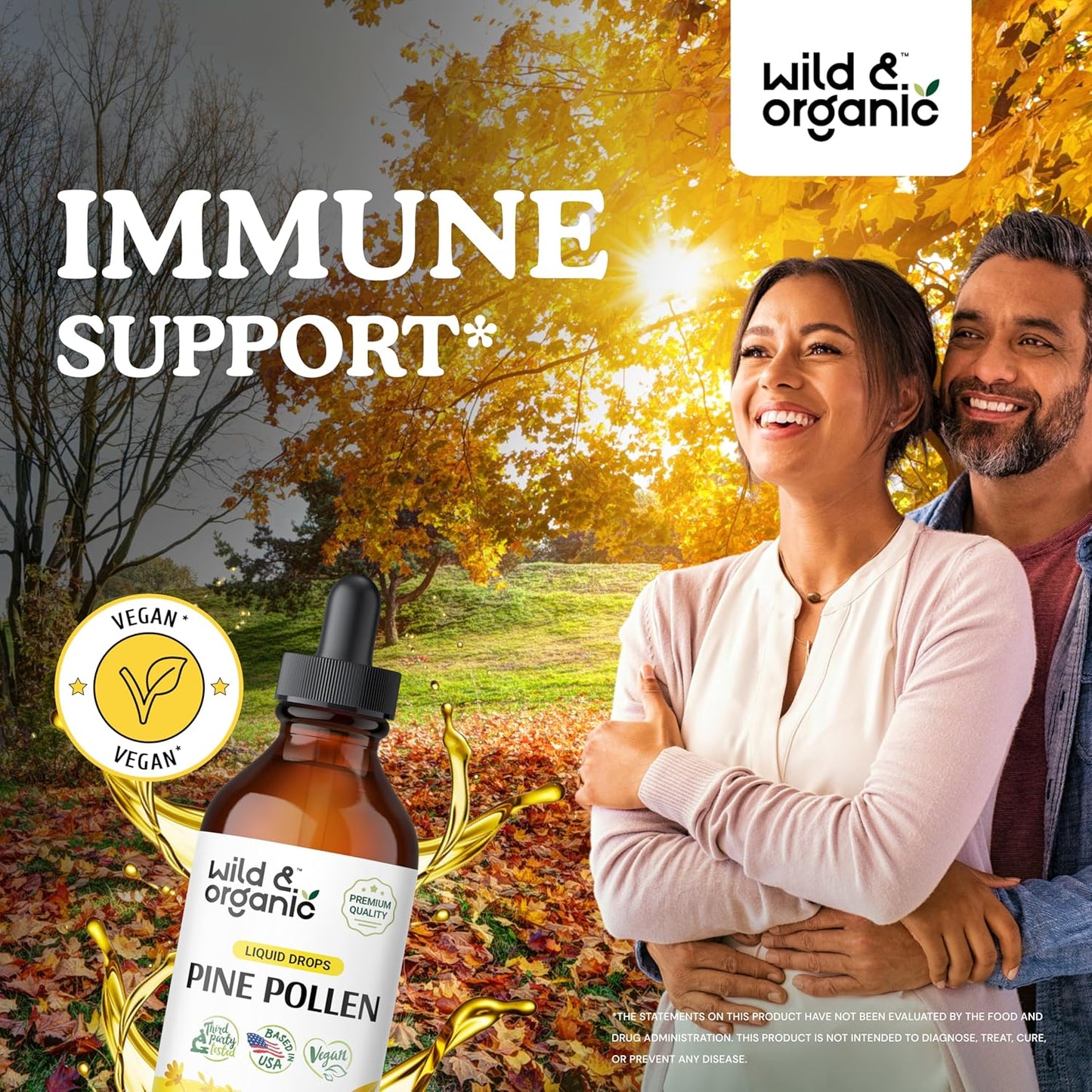 Organic Wild Pine Pollen and Maca Ashwagandha Tinctures 4 fl oz - Natural Energy and Vitality Support