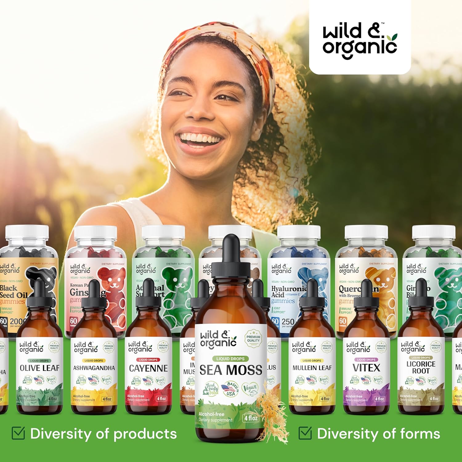 Organic Wild Sea Moss and Bladderwrack Drops for Overall Support - Vegan Liquid Supplement with Multimineral Chondrus Crispus Tincture - 4 fl oz