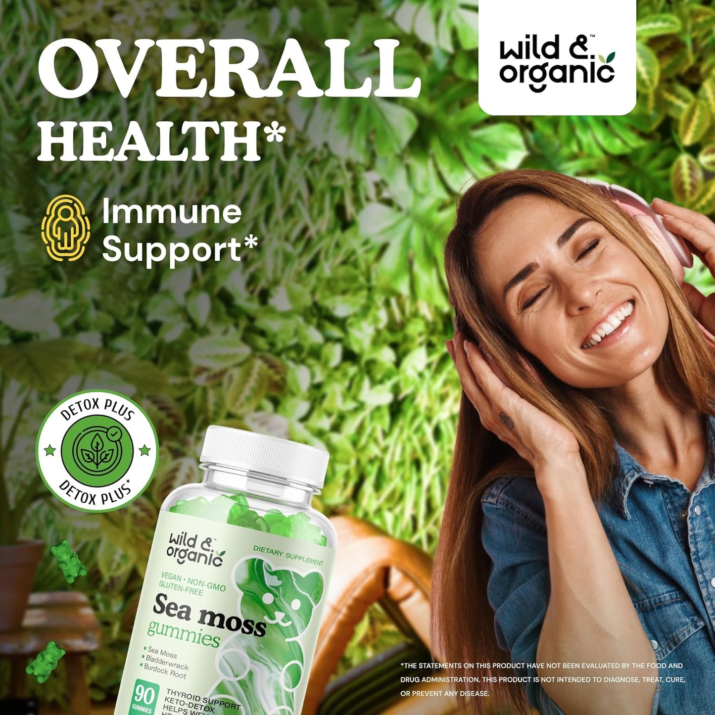 Organic Wild Sea Moss and Chlorophyll Gummies for Natural Wellness