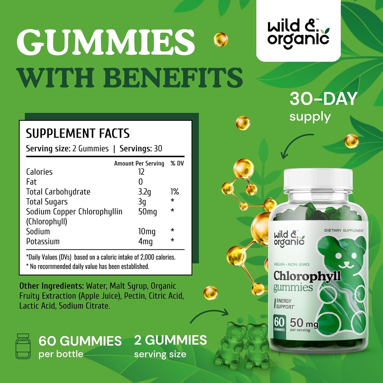 Organic Wild Sea Moss Tincture and Chlorophyll Gummies Combo - 2 fl oz Bottle