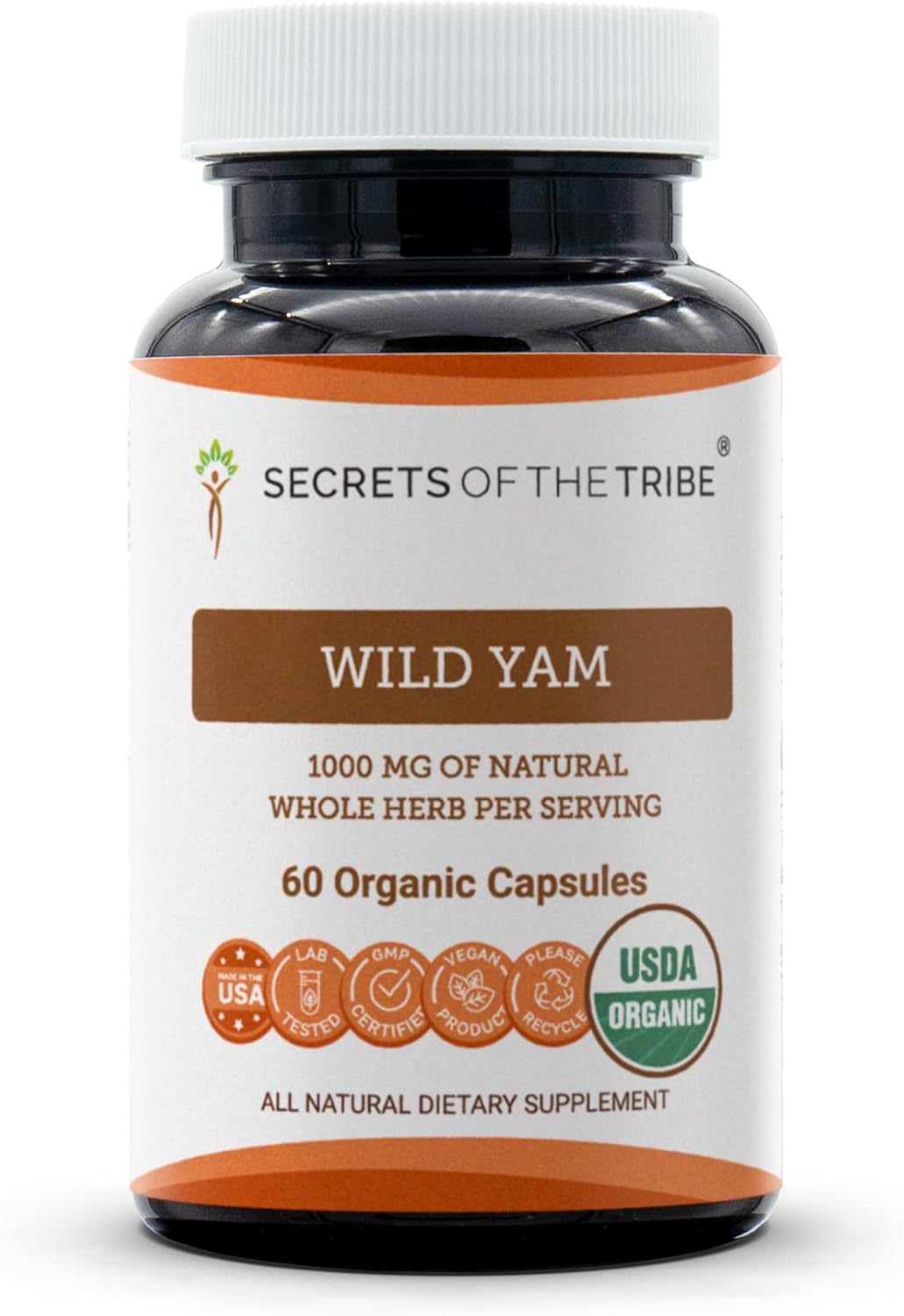 Organic Wild Yam Capsules - 60 Count | USDA Certified, Vegetarian Capsules, Responsibly Farmed Dioscorea Villosa Root