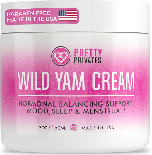 Organic Wild Yam Cream for Hormone Balance - Natural Root Formula for Women - Mood, Sleep, Menstrual Support - With Wild Yam Oil - 2 oz