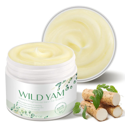 Organic Wild Yam Cream for Hormone Balance in Menopause and Menstrual Cycle - 3.17 oz Natural Skincare for Hot Flashes and Night Sweats