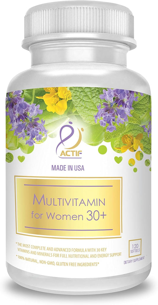 Organic Women's Multivitamin 30+ with 30 Vitamins, Herbs, Non-GMO - 2-Month Supply USA Made