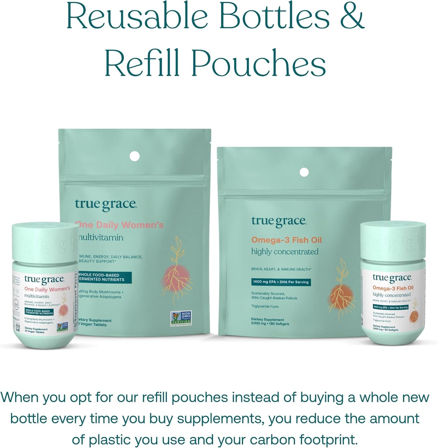 Organic Women's Multivitamin & Omega-3 Fish Oil Bundle - 30-Day Supply, Gluten & Soy Free (30 Tablets/60 Softgels)