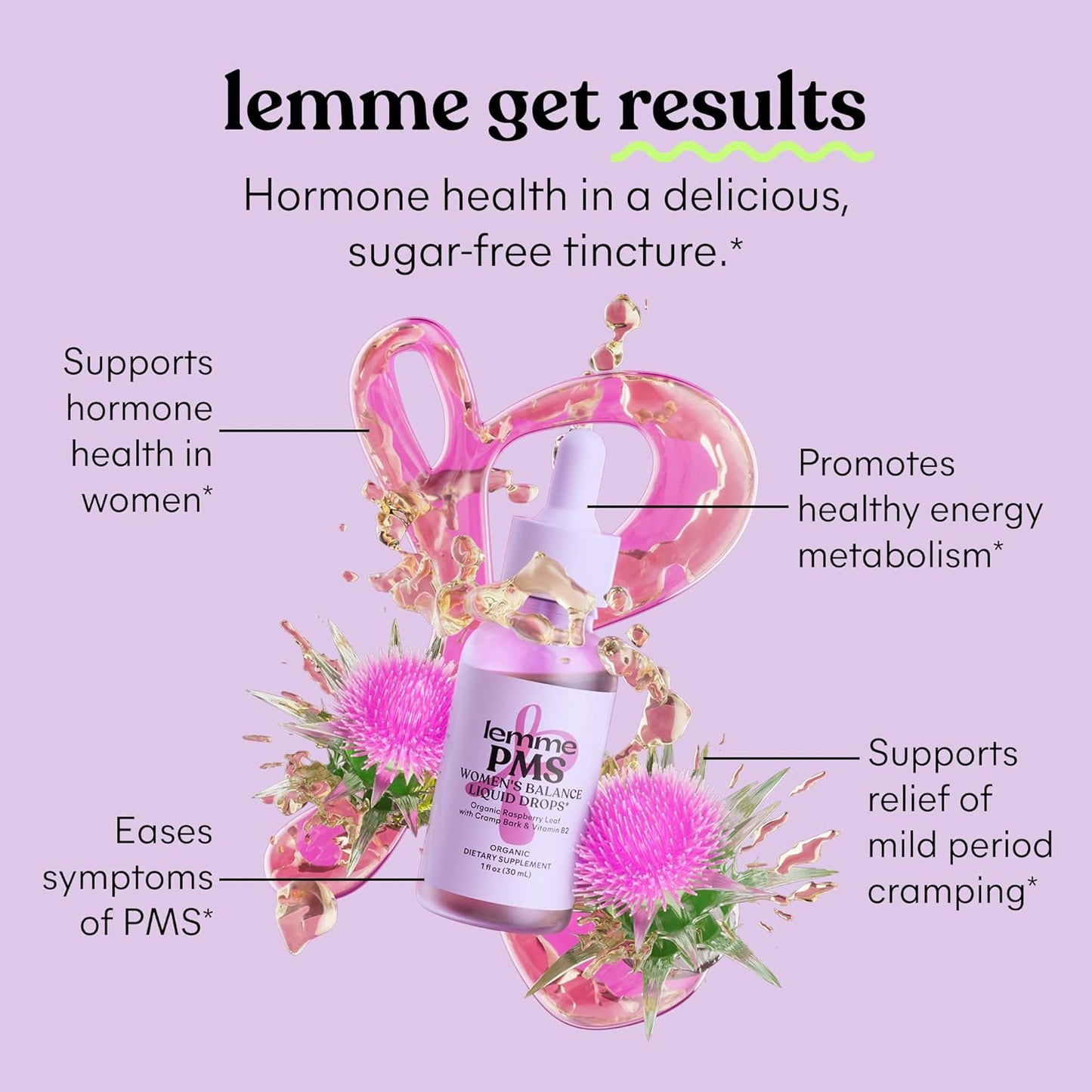 Organic Women's PMS Hormone Balance Liquid Drops with Herbal Blend for Period Cramp Relief - 1 fl oz