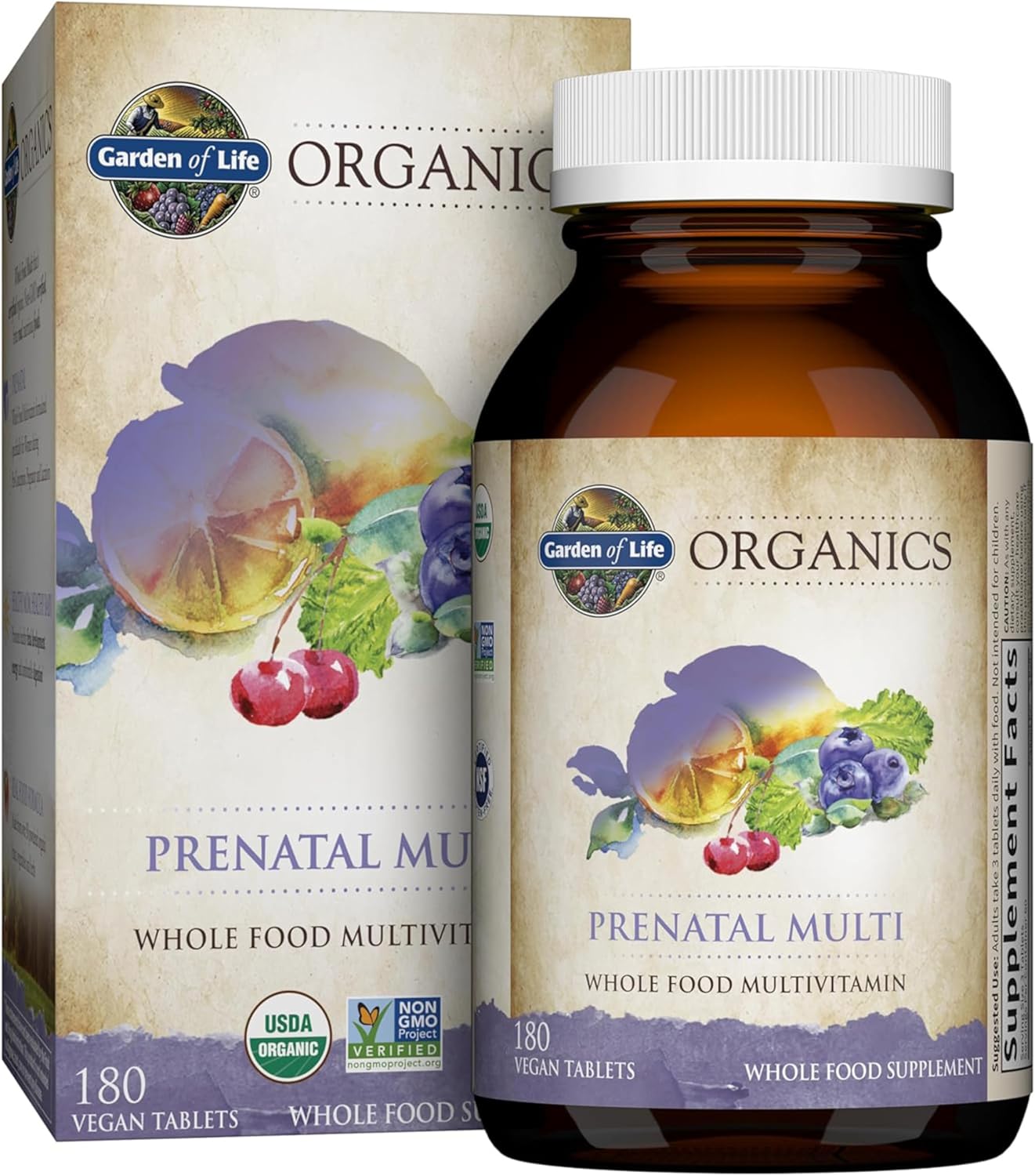 Organic Women's Prenatal Multivitamin with Vitamin D3, B6, B12 & Iron for Energy & Fetal Development - Non-GMO, Gluten-Free, Vegan - 60 Day Supply