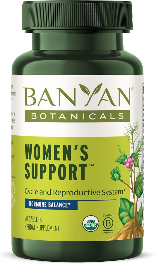 Organic Women's Support Herbal Tablets for Healthy Female Reproductive System - 90 Tablets, Non-GMO Vegan Formula